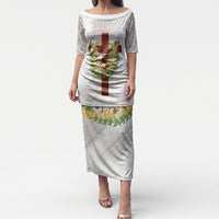 Hawaii Ka Pule a ka Haku Memorial Puletasi Flower Lei Cross - Ivory White LT7 Long Dress Ivory - Polynesian Pride