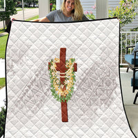 Hawaii Ka Pule a ka Haku Memorial Quilt Flower Lei Cross - Ivory White LT7 Ivory - Polynesian Pride