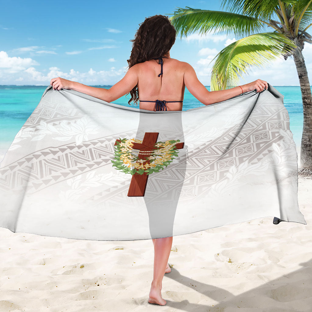 Hawaii Ka Pule a ka Haku Memorial Sarong Flower Lei Cross - Ivory White LT7 - Polynesian Pride
