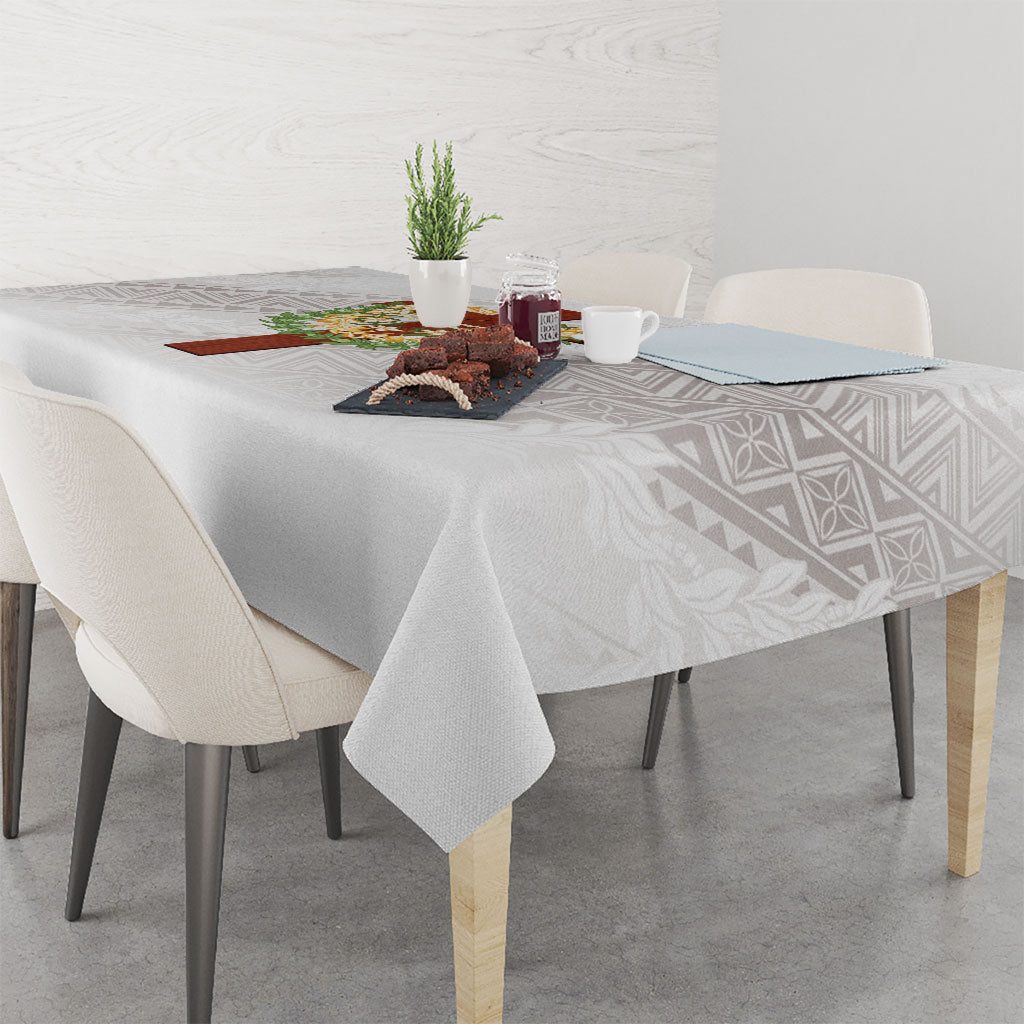 Hawaii Ka Pule a ka Haku Memorial Tablecloth Flower Lei Cross - Ivory White LT7 - Polynesian Pride