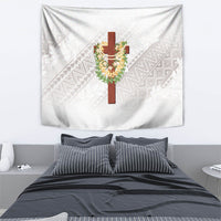 Hawaii Ka Pule a ka Haku Memorial Tapestry Flower Lei Cross - Ivory White LT7 - Polynesian Pride