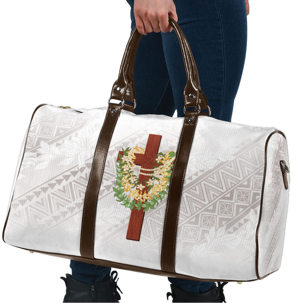Hawaii Ka Pule a ka Haku Memorial Travel Bag Flower Lei Cross - Ivory White LT7 - Polynesian Pride