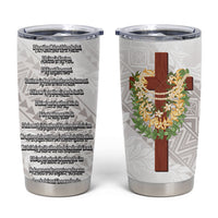 Hawaii Ka Pule a ka Haku Memorial Tumbler Cup Flower Lei Cross - Ivory White LT7 Ivory - Polynesian Pride