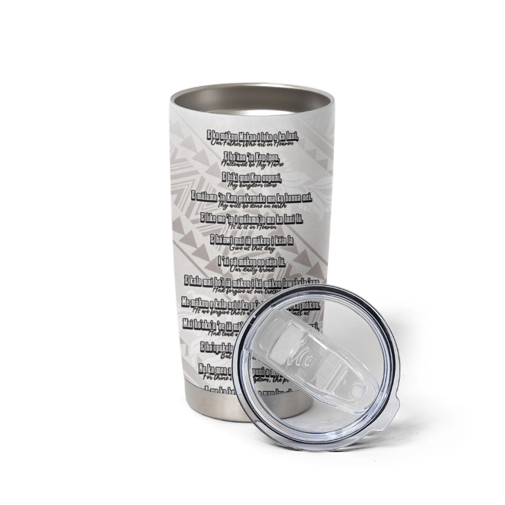 Hawaii Ka Pule a ka Haku Memorial Tumbler Cup Flower Lei Cross - Ivory White LT7 - Polynesian Pride