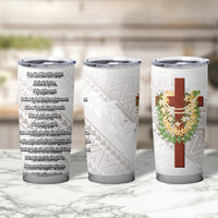 Hawaii Ka Pule a ka Haku Memorial Tumbler Cup Flower Lei Cross - Ivory White LT7 - Polynesian Pride