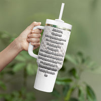 Hawaii Ka Pule a ka Haku Memorial Tumbler With Handle Flower Lei Cross - Ivory White LT7 - Polynesian Pride