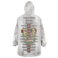 Hawaii Ka Pule a ka Haku Memorial Wearable Blanket Hoodie Flower Lei Cross - Ivory White LT7 - Polynesian Pride