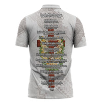 Hawaii Ka Pule a ka Haku Memorial Zipper Polo Shirt Flower Lei Cross - Ivory White LT7 - Polynesian Pride