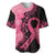 Polynesian Baseball Jersey Plumeria Breast Cancer Awareness Survivor Ribbon Pink LT7 Black Pink - Polynesian Pride