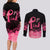 Polynesian Couples Matching Long Sleeve Bodycon Dress and Long Sleeve Button Shirts Plumeria Breast Cancer Awareness Survivor Ribbon Pink LT7 - Polynesian Pride