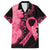 Polynesian Family Matching Mermaid Dress and Hawaiian Shirt Plumeria Breast Cancer Awareness Survivor Ribbon Pink LT7 Dad's Shirt - Short Sleeve Black Pink - Polynesian Pride