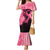 Polynesian Family Matching Mermaid Dress and Hawaiian Shirt Plumeria Breast Cancer Awareness Survivor Ribbon Pink LT7 Mom's Dress Black Pink - Polynesian Pride