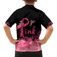 Polynesian Kid Hawaiian Shirt Plumeria Breast Cancer Awareness Survivor Ribbon Pink LT7 - Polynesian Pride