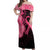 Polynesian Off Shoulder Maxi Dress Plumeria Breast Cancer Awareness Survivor Ribbon Pink LT7 Women Black Pink - Polynesian Pride