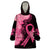 Polynesian Wearable Blanket Hoodie Plumeria Breast Cancer Awareness Survivor Ribbon Pink LT7 One Size Black Pink - Polynesian Pride