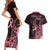 Polynesian Couples Matching Short Sleeve Bodycon Dress and Hawaiian Shirt Breast Cancer RIbbon Butterfly Mix Plumeria Curves Pink LT7 - Polynesian Pride