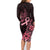 Polynesian Family Matching Long Sleeve Bodycon Dress and Hawaiian Shirt Breast Cancer RIbbon Butterfly Mix Plumeria Curves Pink LT7 - Polynesian Pride