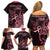 Polynesian Family Matching Off Shoulder Short Dress and Hawaiian Shirt Breast Cancer RIbbon Butterfly Mix Plumeria Curves Pink LT7 - Polynesian Pride