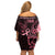 Polynesian Family Matching Off Shoulder Short Dress and Hawaiian Shirt Breast Cancer RIbbon Butterfly Mix Plumeria Curves Pink LT7 - Polynesian Pride