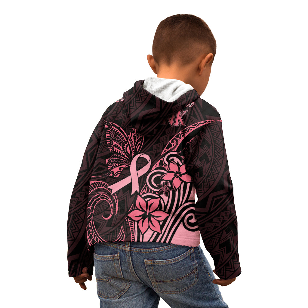 Polynesian Kid Hoodie Breast Cancer RIbbon Butterfly Mix Plumeria Curves Pink LT7 - Polynesian Pride