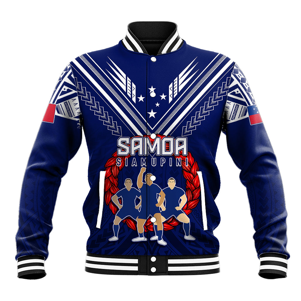 Personalised Samoa Rugby Baseball Jacket World Cup 2023 Siamupini Siva Tau LT7 Unisex Blue - Polynesian Pride