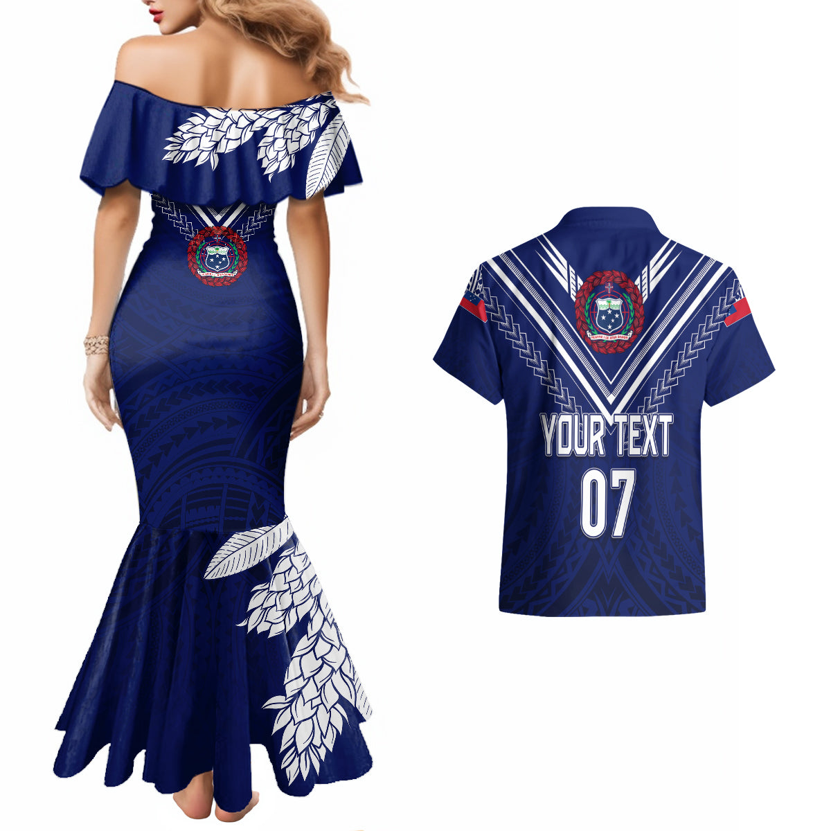 Personalised Samoa Rugby Couples Matching Mermaid Dress and Hawaiian Shirt World Cup 2023 Siamupini Siva Tau LT7 - Polynesian Pride