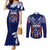 Personalised Samoa Rugby Couples Matching Mermaid Dress and Long Sleeve Button Shirts World Cup 2023 Siamupini Siva Tau LT7 Blue - Polynesian Pride