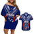 Personalised Samoa Rugby Couples Matching Off Shoulder Short Dress and Hawaiian Shirt World Cup 2023 Siamupini Siva Tau LT7 Blue - Polynesian Pride