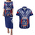 Personalised Samoa Rugby Couples Matching Puletasi Dress and Hawaiian Shirt World Cup 2023 Siamupini Siva Tau LT7 Blue - Polynesian Pride