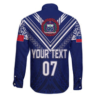 Personalised Samoa Rugby Family Matching Off Shoulder Long Sleeve Dress and Hawaiian Shirt World Cup 2023 Siamupini Siva Tau LT7 - Polynesian Pride
