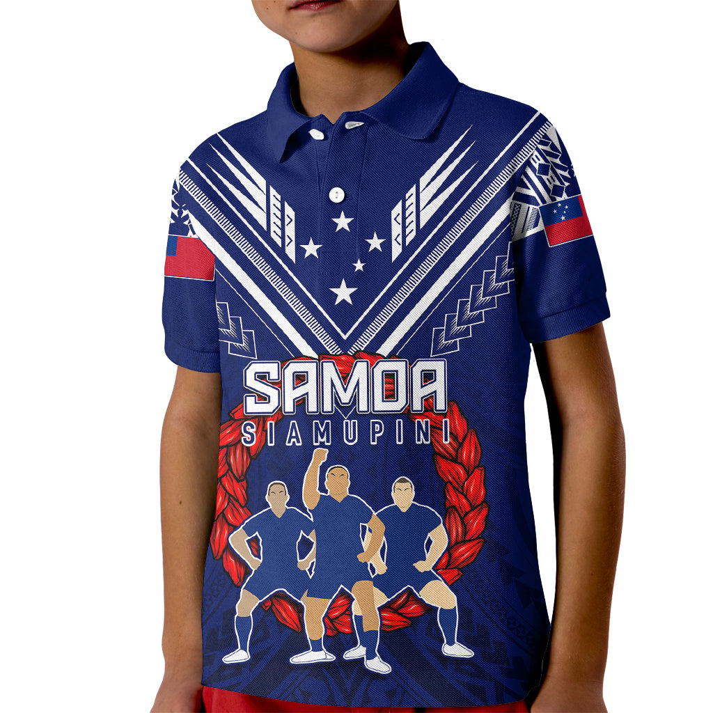 Personalised Samoa Rugby Kid Polo Shirt World Cup 2023 Siamupini Siva Tau LT7 Kid Blue - Polynesian Pride