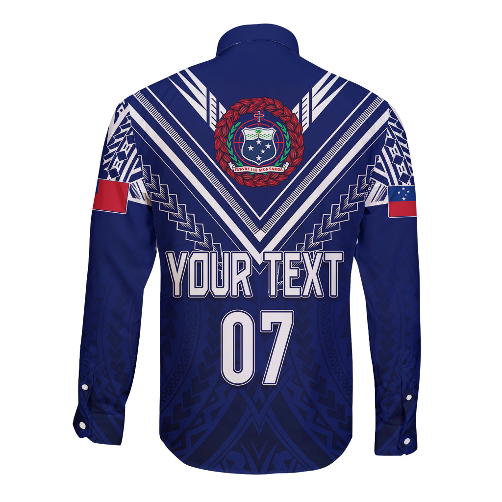 Personalised Samoa Rugby Long Sleeve Button Shirt World Cup 2023 Siamupini Siva Tau LT7 - Polynesian Pride