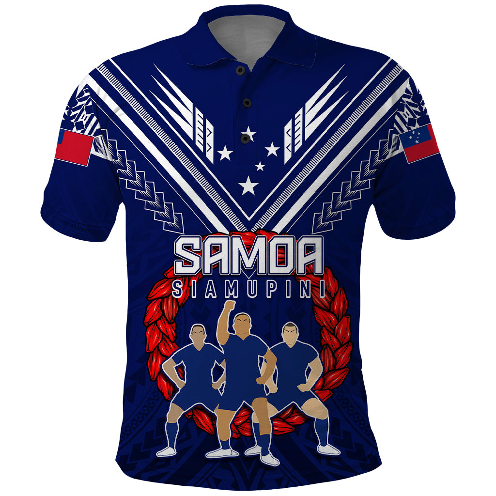 Personalised Samoa Rugby Polo Shirt World Cup 2023 Siamupini Siva Tau LT7 Blue - Polynesian Pride