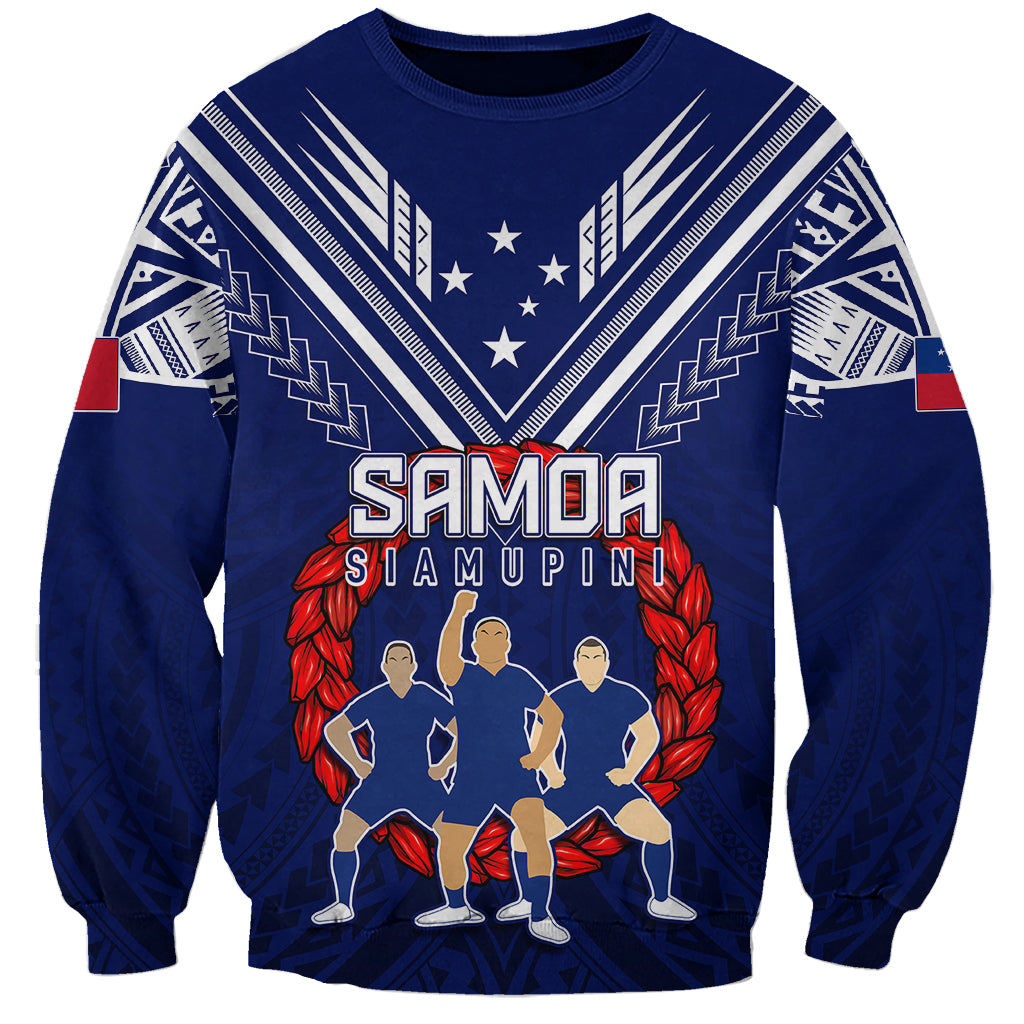 Personalised Samoa Rugby Sweatshirt World Cup 2023 Siamupini Siva Tau LT7 Unisex Blue - Polynesian Pride