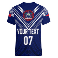 Personalised Samoa Rugby Women V Neck T Shirt World Cup 2023 Siamupini Siva Tau LT7 - Polynesian Pride
