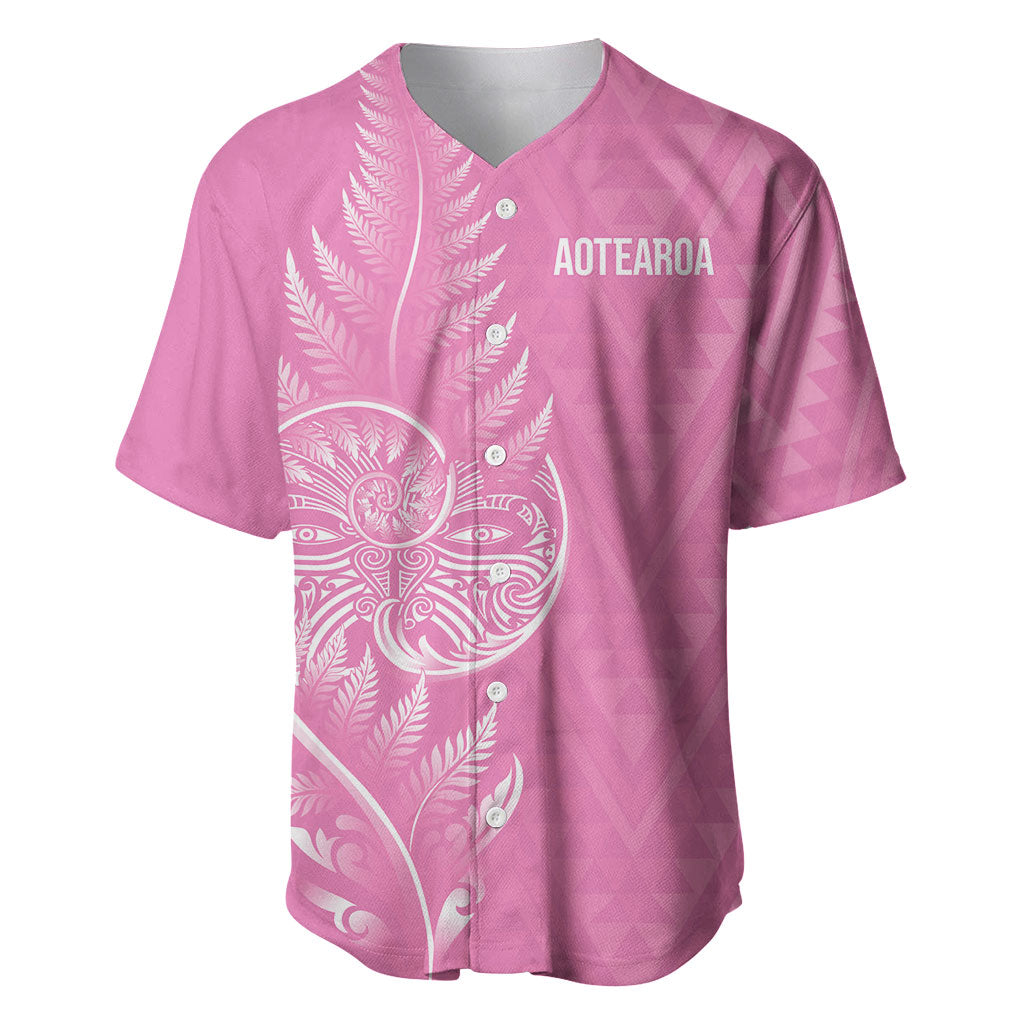 New Zealand Ta Moko Silver Fern Pink Baseball Jersey Taniko Taniwha Motifs