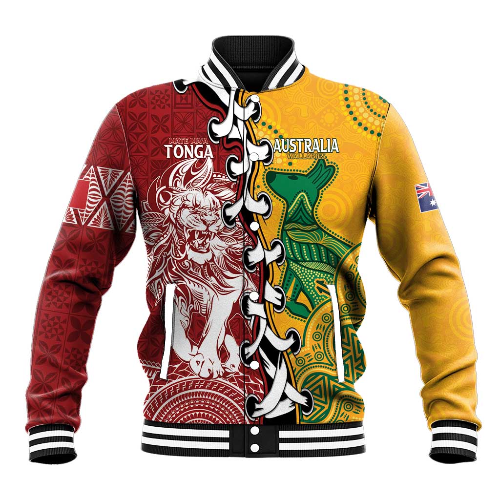 Mate Ma'a Tonga Vs Australia Rugby Personalized Baseball Jacket Special Mascots LT7 Unisex Colorful - Polynesian Pride