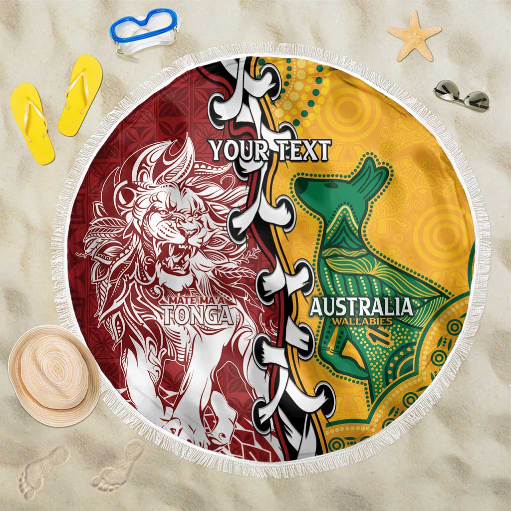 Mate Ma'a Tonga Vs Australia Rugby Personalized Beach Blanket Special Mascots