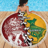 Mate Ma'a Tonga Vs Australia Rugby Personalized Beach Blanket Special Mascots LT7 - Polynesian Pride