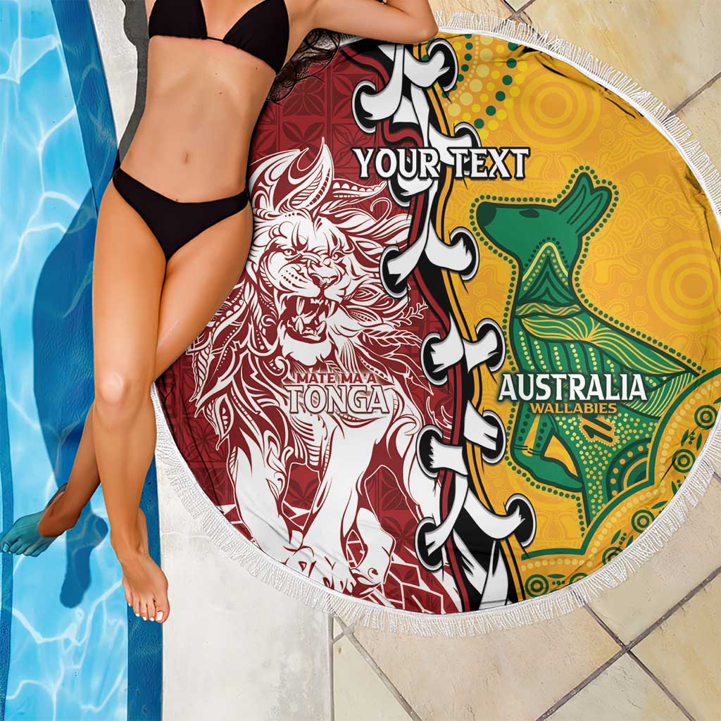 Mate Ma'a Tonga Vs Australia Rugby Personalized Beach Blanket Special Mascots LT7 - Polynesian Pride