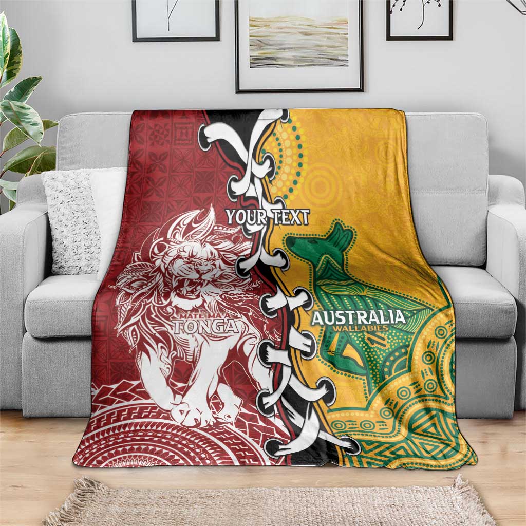 Mate Ma'a Tonga Vs Australia Rugby Personalized Blanket Special Mascots LT7 - Polynesian Pride