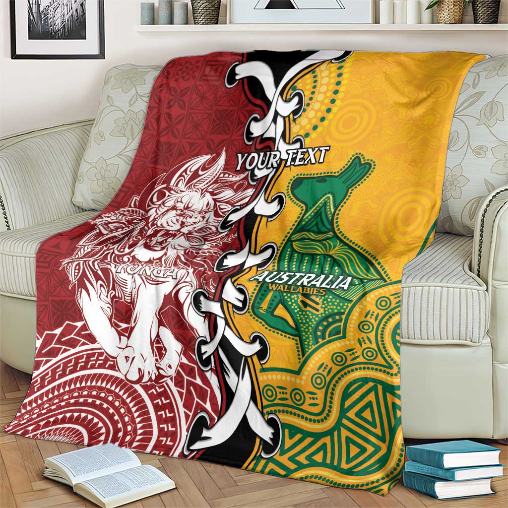 Mate Ma'a Tonga Vs Australia Rugby Personalized Blanket Special Mascots LT7 - Polynesian Pride