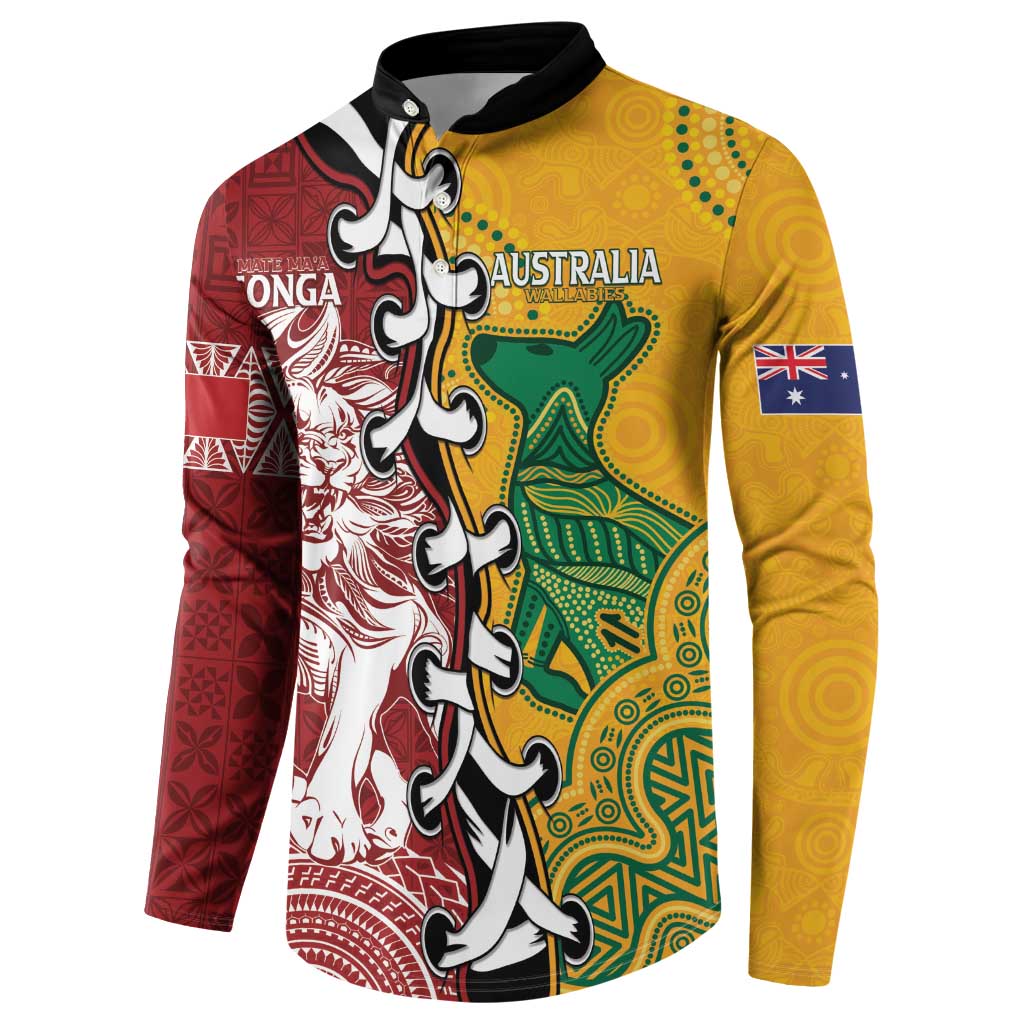 Mate Ma'a Tonga Vs Australia Rugby Personalized Button Sweatshirt Special Mascots LT7 - Polynesian Pride