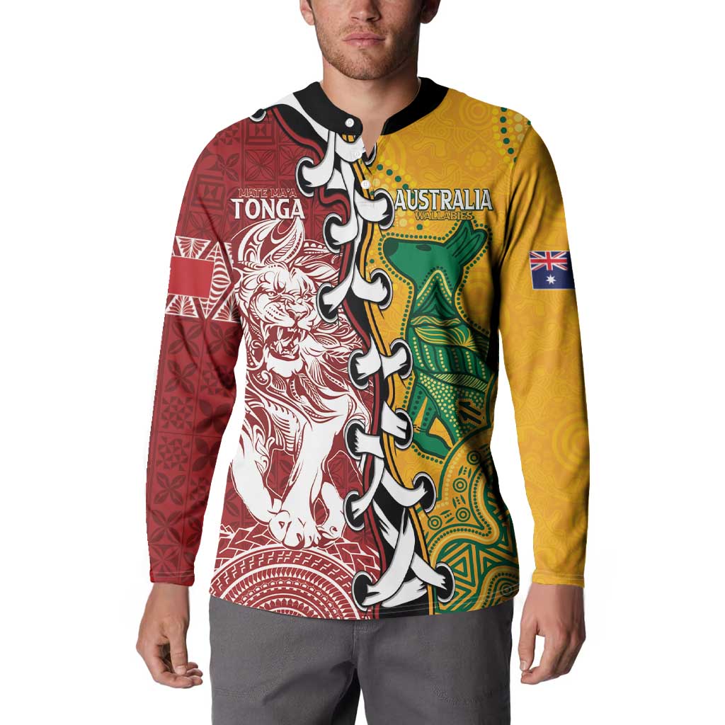 Mate Ma'a Tonga Vs Australia Rugby Personalized Button Sweatshirt Special Mascots LT7 - Polynesian Pride