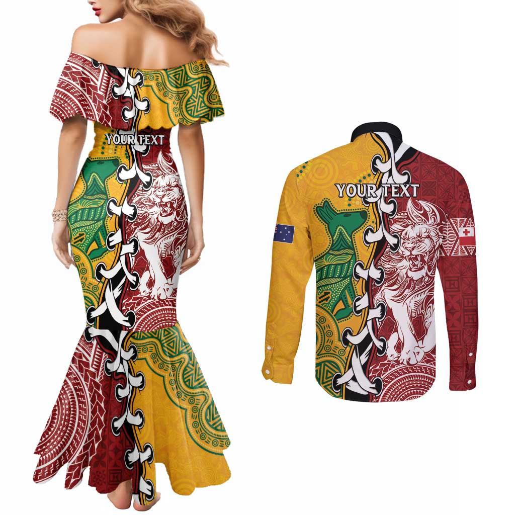 Mate Ma'a Tonga Vs Australia Rugby Personalized Couples Matching Mermaid Dress and Long Sleeve Button Shirt Special Mascots LT7 - Polynesian Pride
