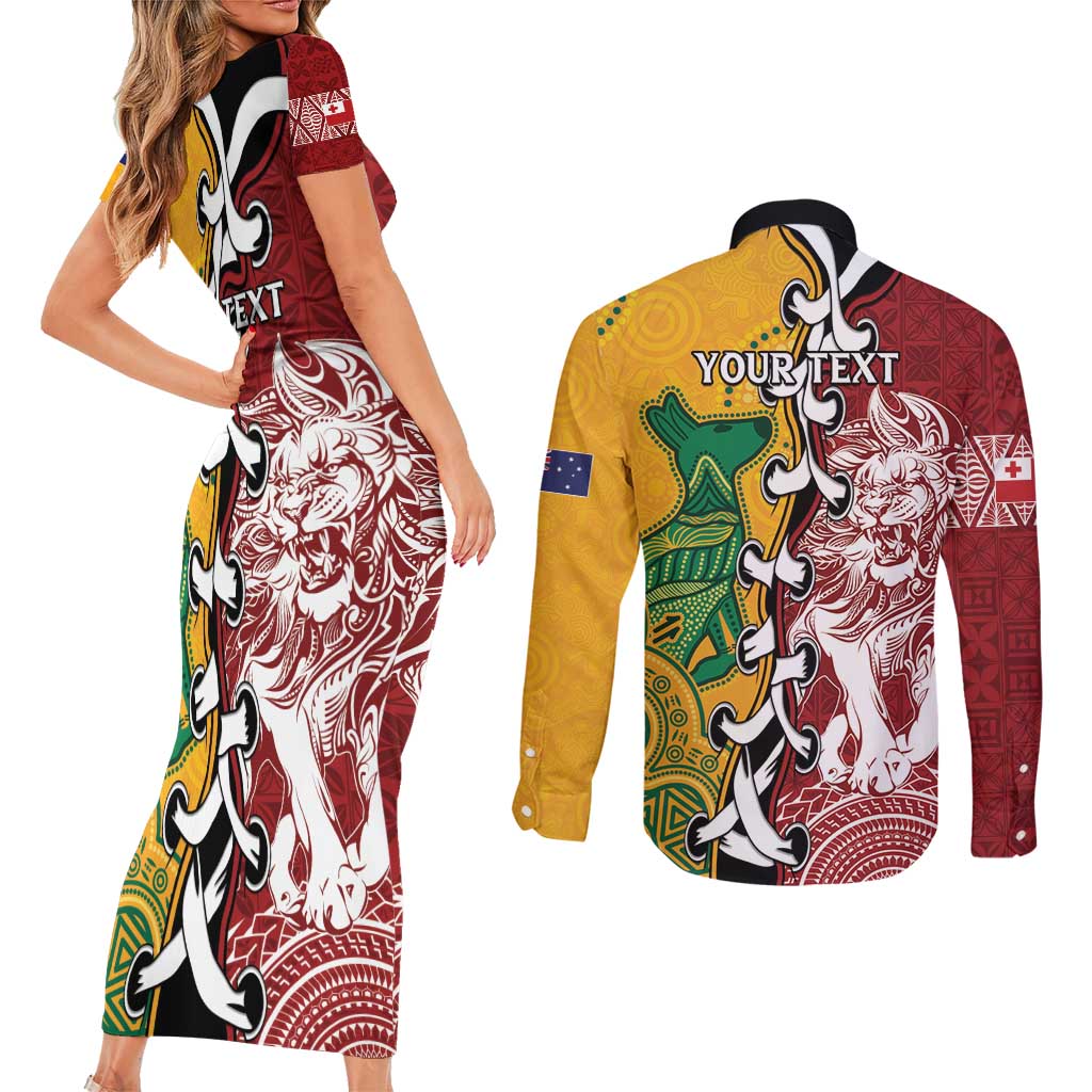 Mate Ma'a Tonga Vs Australia Rugby Personalized Couples Matching Short Sleeve Bodycon Dress and Long Sleeve Button Shirt Special Mascots LT7 - Polynesian Pride
