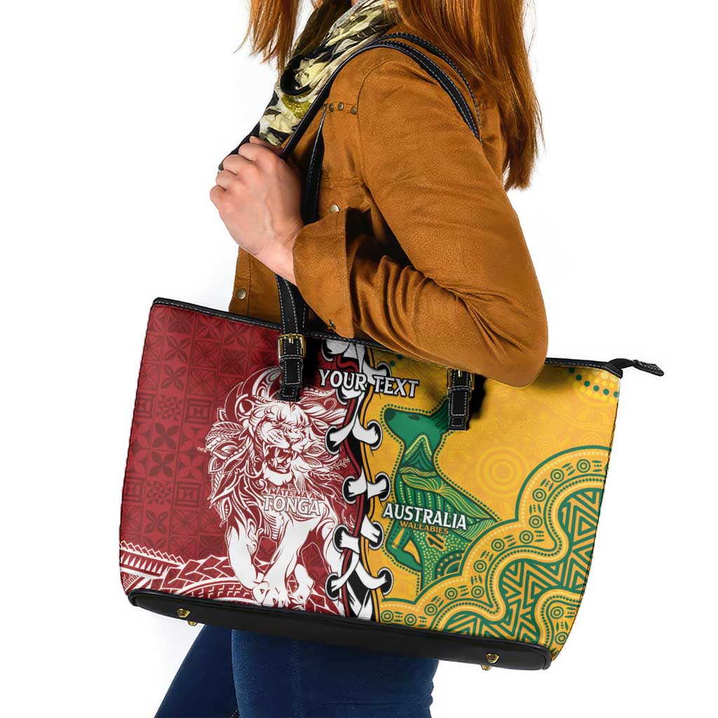 Mate Ma'a Tonga Vs Australia Rugby Personalized Leather Tote Bag Special Mascots LT7 Colorful - Polynesian Pride