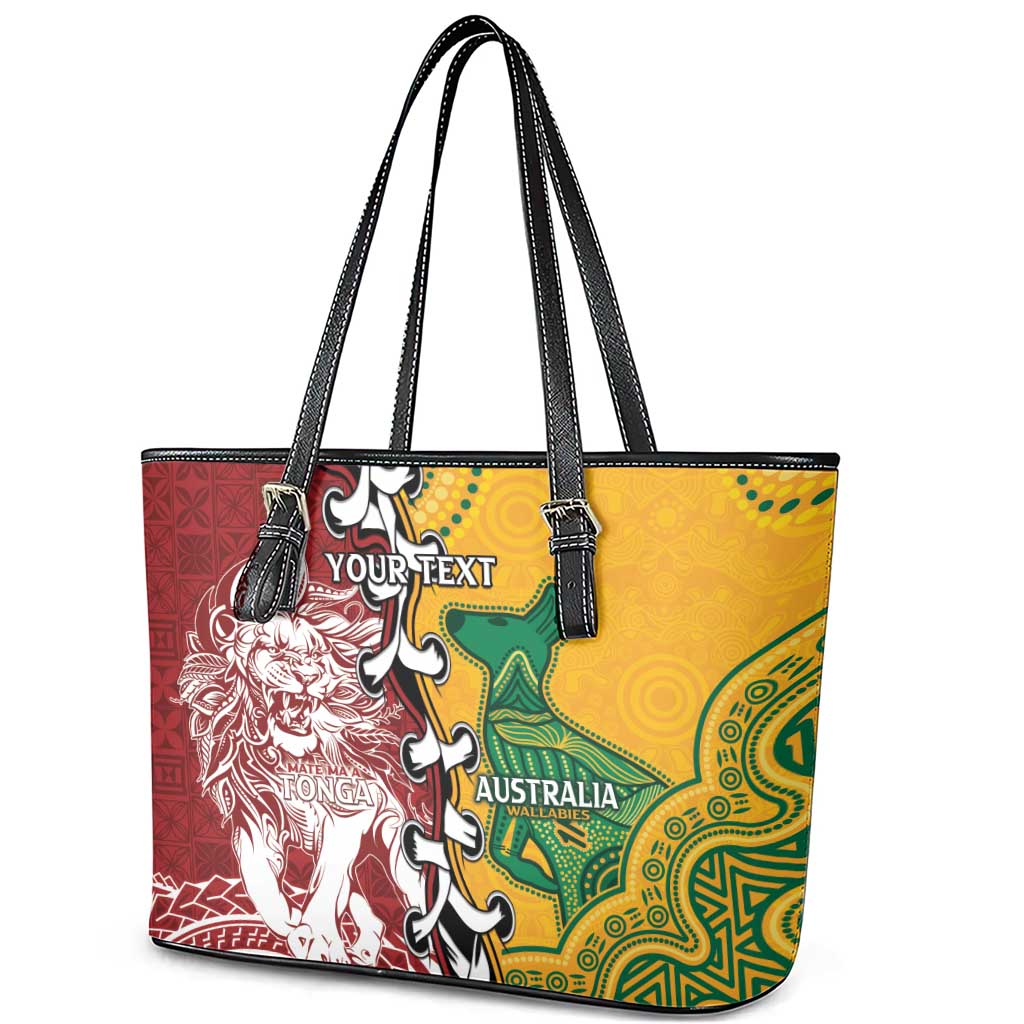 Mate Ma'a Tonga Vs Australia Rugby Personalized Leather Tote Bag Special Mascots LT7 - Polynesian Pride