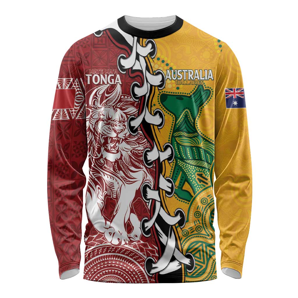 Mate Ma'a Tonga Vs Australia Rugby Personalized Long Sleeve Shirt Special Mascots