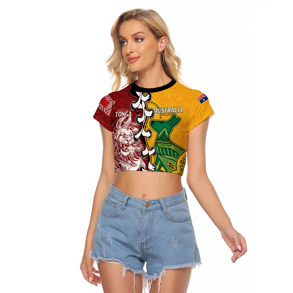 Mate Ma'a Tonga Vs Australia Rugby Personalized Raglan Cropped T Shirt Special Mascots LT7 Female Colorful - Polynesian Pride